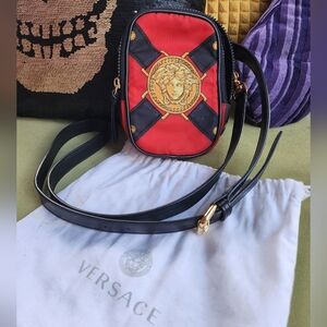 Versace Leather & Cloth Crossbody Bag (Cheaper On Depop)